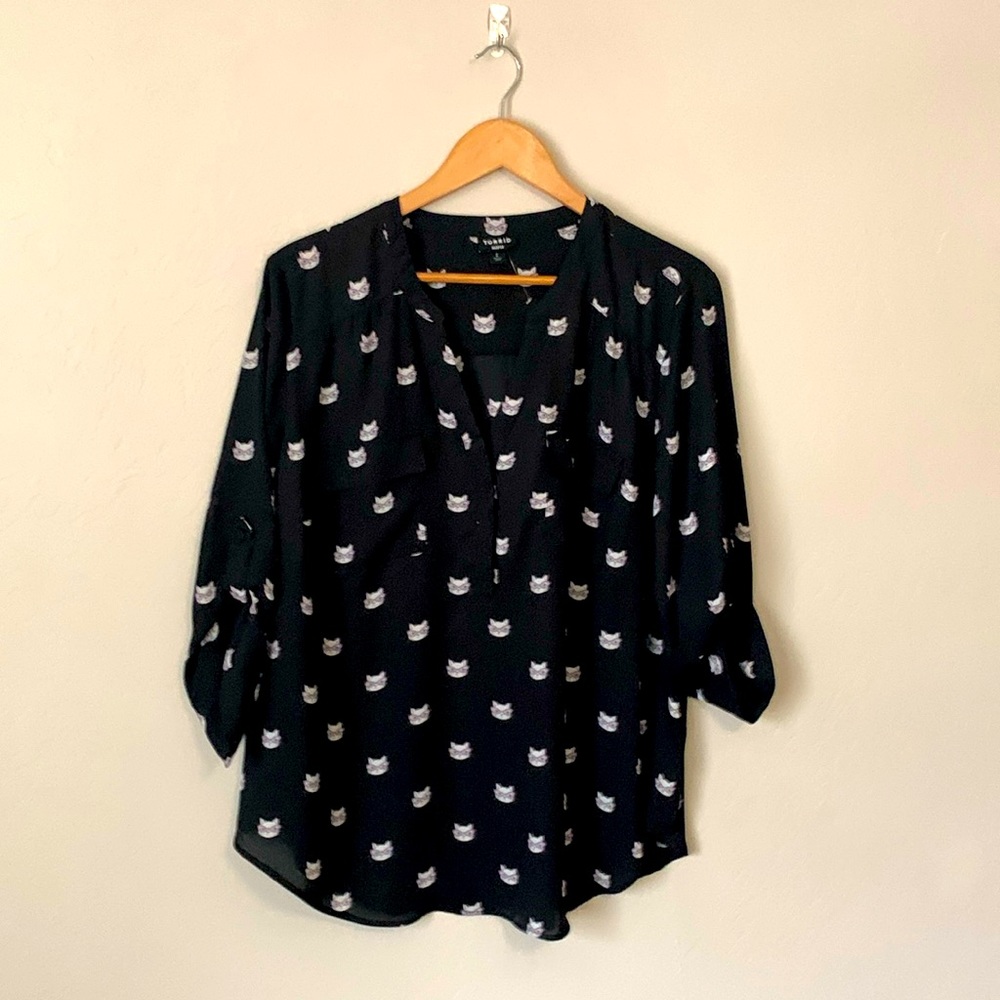 Torrid, Black, Harper, print cats with glasses size 2